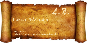 Luksa Nándor névjegykártya